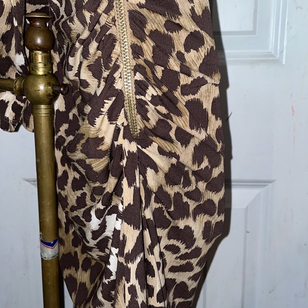 Michael Kors Ruched Leopard Bodycon-Size 6 - Picture 6 of 13